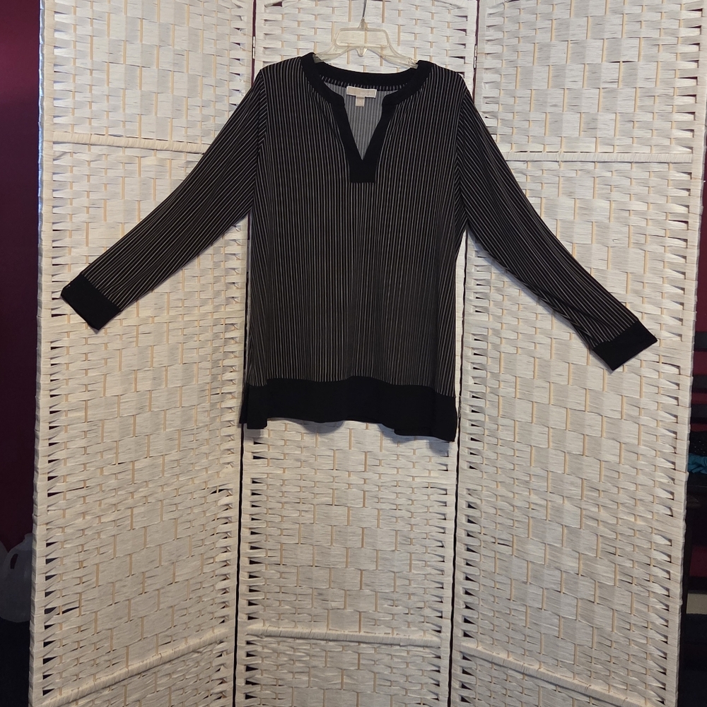 Michael Kors Black, Brown and Gray Striped Tunic 1X